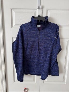 Columbia Blue Heathered Half-Zip Pullover large